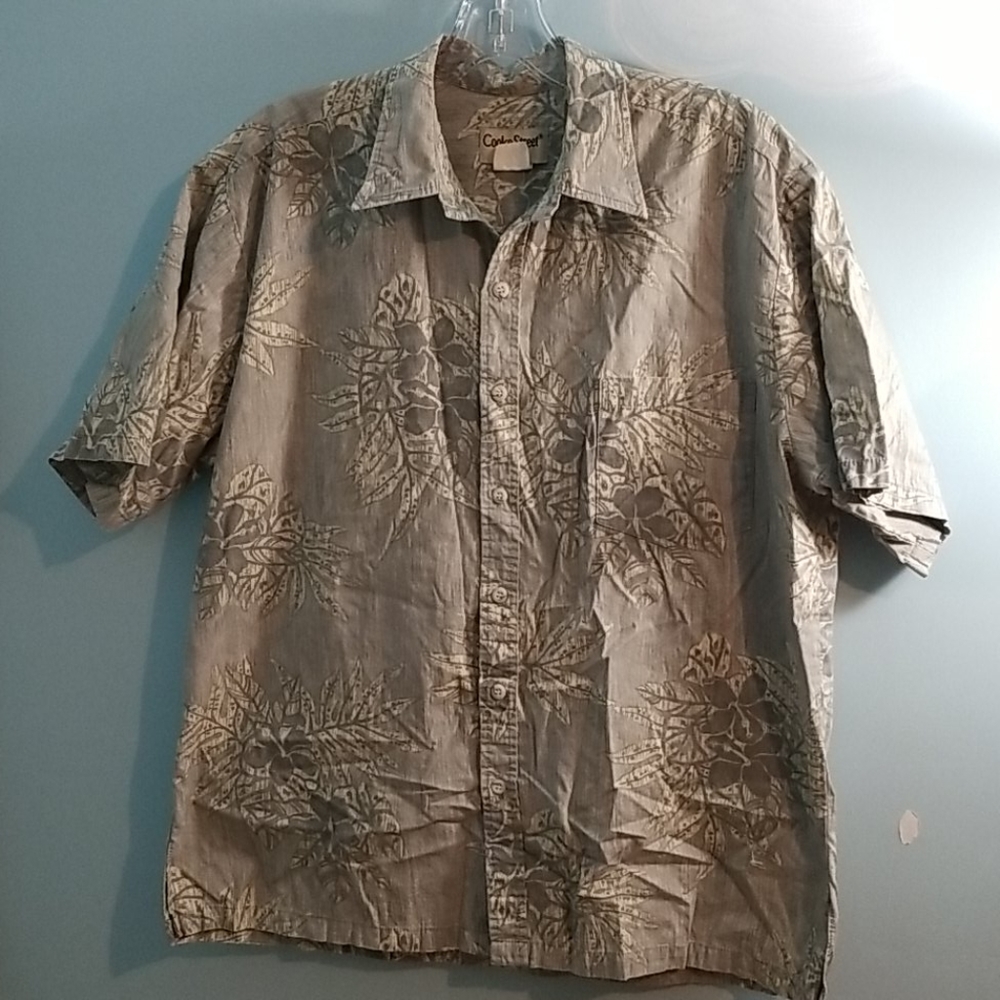Cooke Street Honolulu mens gray palm leaf shirt XL